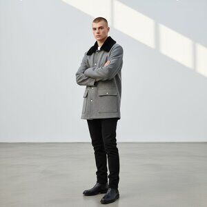 Members Only By Acme Montreal Gray Wool Jacket Black Velvet Collar Men’s READ!!!